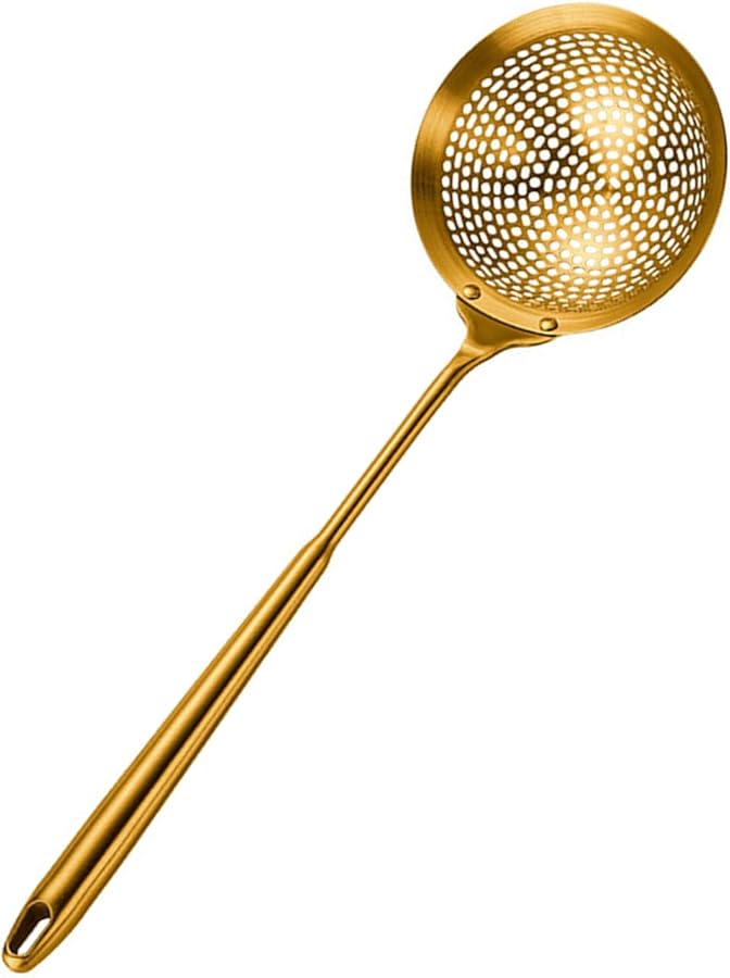 Stainless Steel Slotted Skimmer With Hanging Ring Professional Kitchen Utensil - Image 5